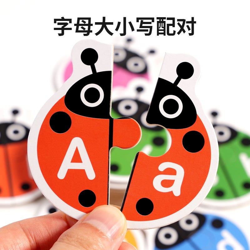 Ladybug Letter Case Matching Wooden Puzzle Children'S Puzzle Early Education 26 Letters Word Spelling Game - Image 4